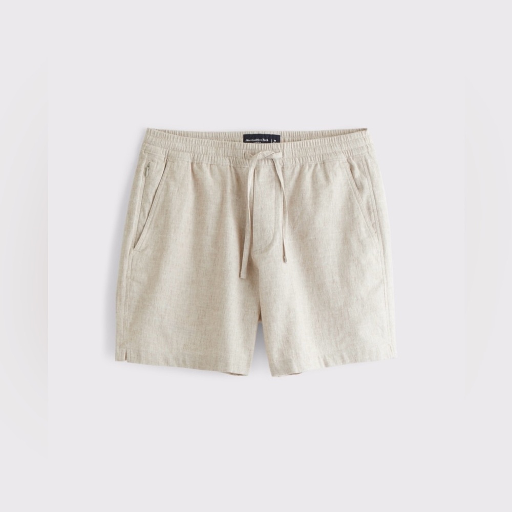 Men's Tan & Navy Blue Shorts Bundle | Linen-blend Pull-on Shorts